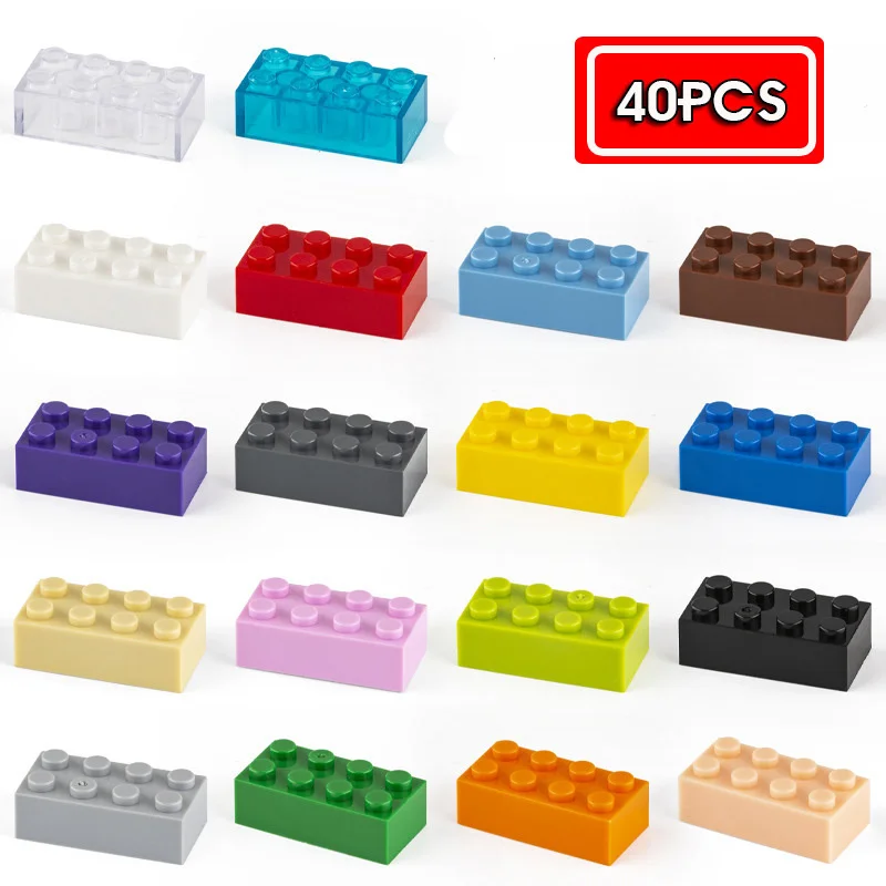 40 pezzi di blocchi di costruzione 2x4 punti creatività educativa piccolo arcobaleno mattone compatibile con blocchi di costruzione di marca giocattolo per bambini