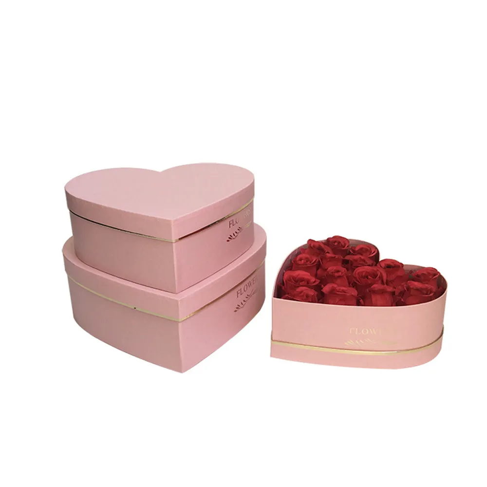 Caja de regalo con forma de corazón, embalaje de floristería, lámina de flores dorada, decoración para fiesta de boda, favores, caja floral de regalo, elige el conjunto más barato
