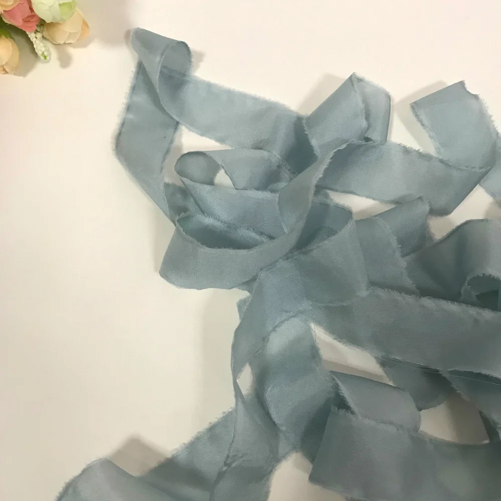 Gossamer Series Silk Ribbon Handmade Raw Edges chiffon silk Ribbon Tape for floral bouquet invitations shabby decor and wedding,