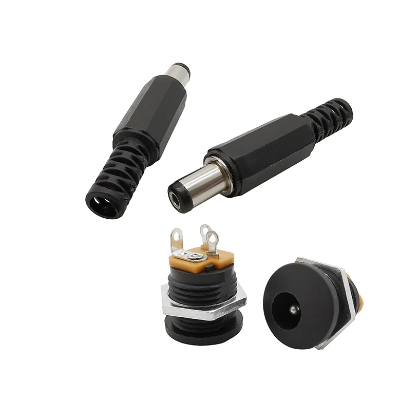 5/10Pair 5.5 x 2.1mm Plastic Male Plugs&DC-022 DC Power Socket Female Jack with Screw DC022 5.5*2.1 MM power for MP3 MP4 Player