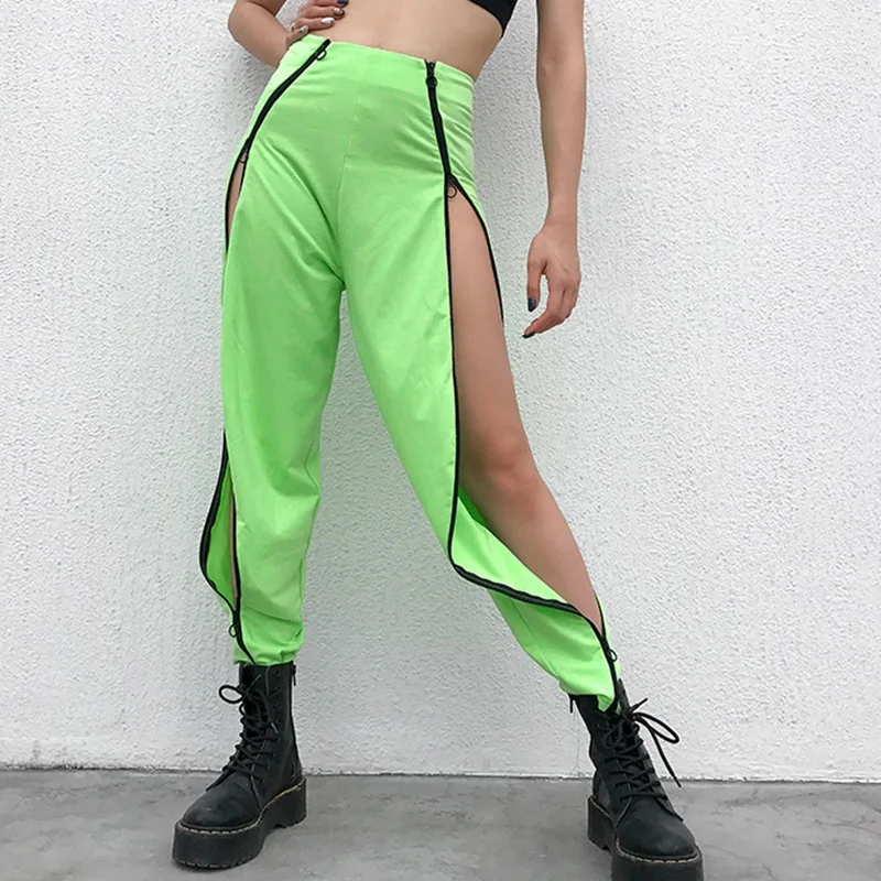 Side Zipper Open Chic Hippie Pants Women Streetwear Pantalones Hip Hop Mujer Festival Dance High Waist Trousers Pants