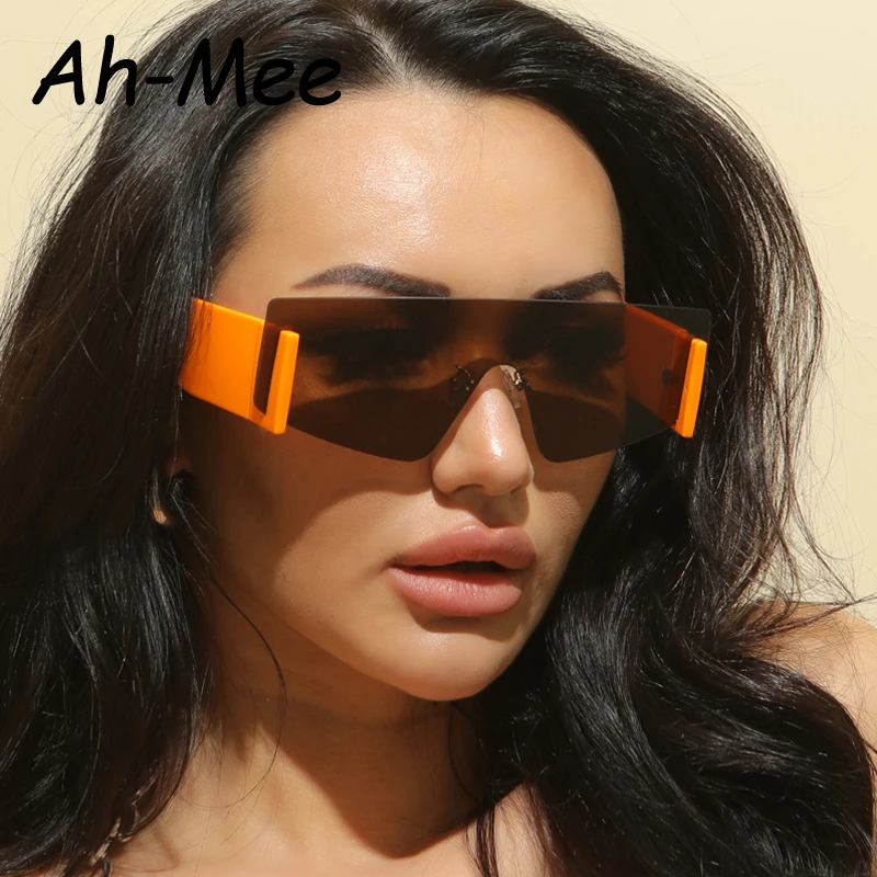 

Rimless Square Sunglasses Women Rectangle Sun Glasses Female Fashion Brown Shades Brand Designer One Piece Eyewear Gafa de sol