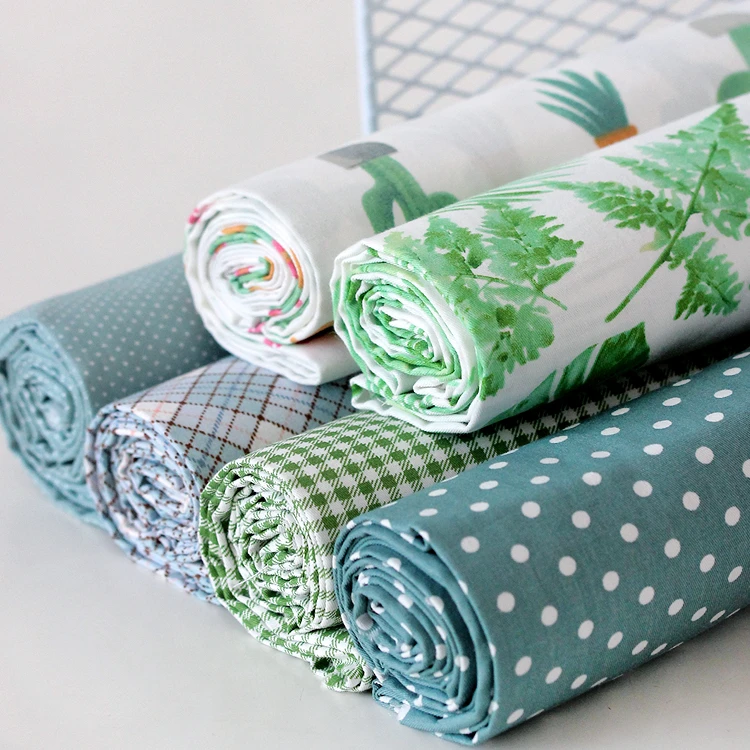 160x50cm Green Twill Cotton Sewing Fabric Making Bedding Children's Clothes Handmade DIY Cloth