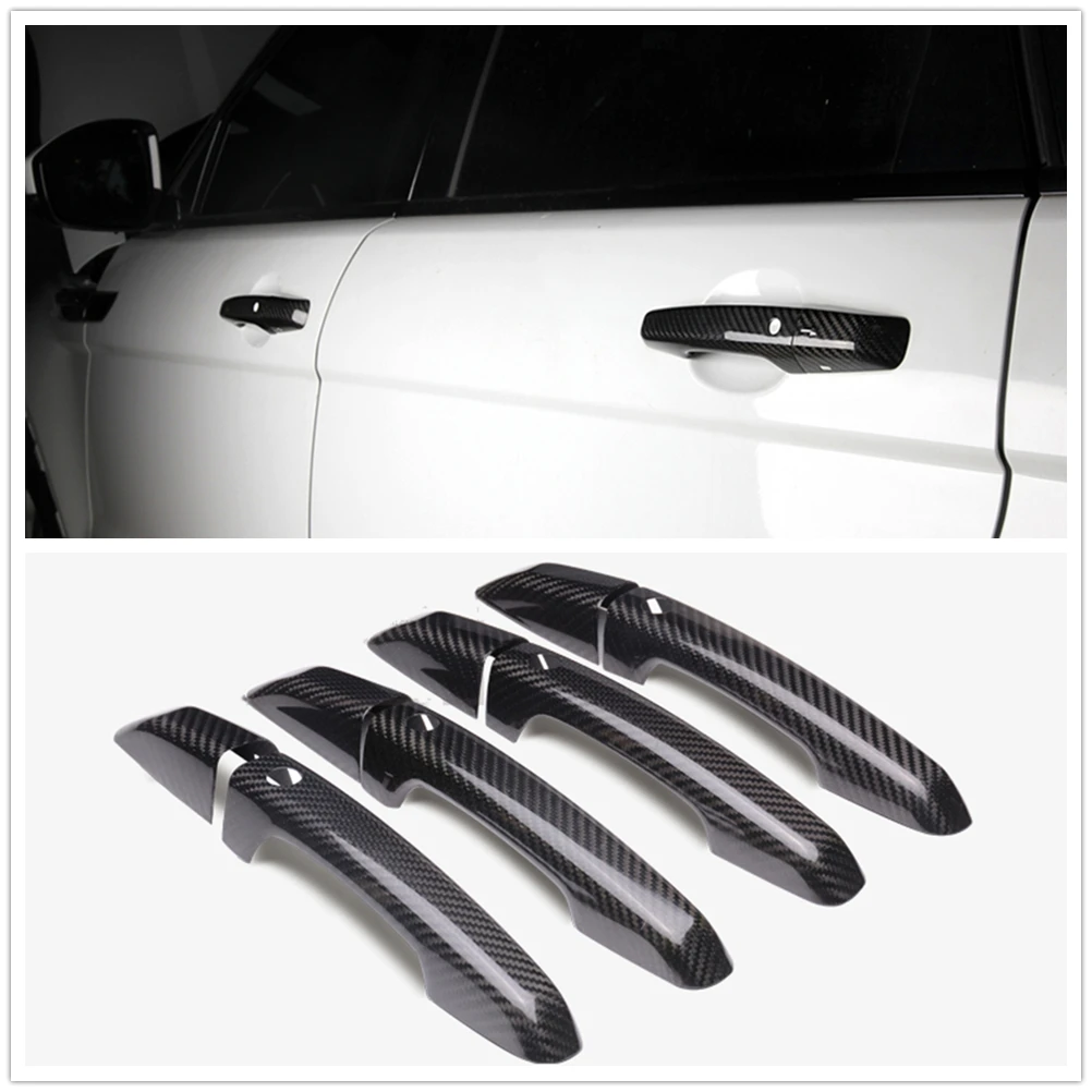 

For Land Rover Discovery Sport 2015-2018 4 Door Car Exterior Door Handle Cover Trim With Smart Key Hole Dry Carbon Fiber Kit