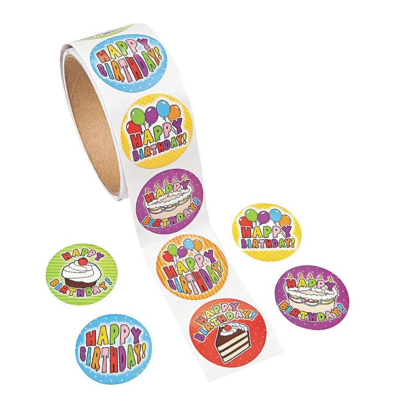 One Roll Creative Adhesive Tape 100pcs HAPPY BIRTHDAY Sticker For Kids Gift Colorful Stationery Sticker Party Toy
