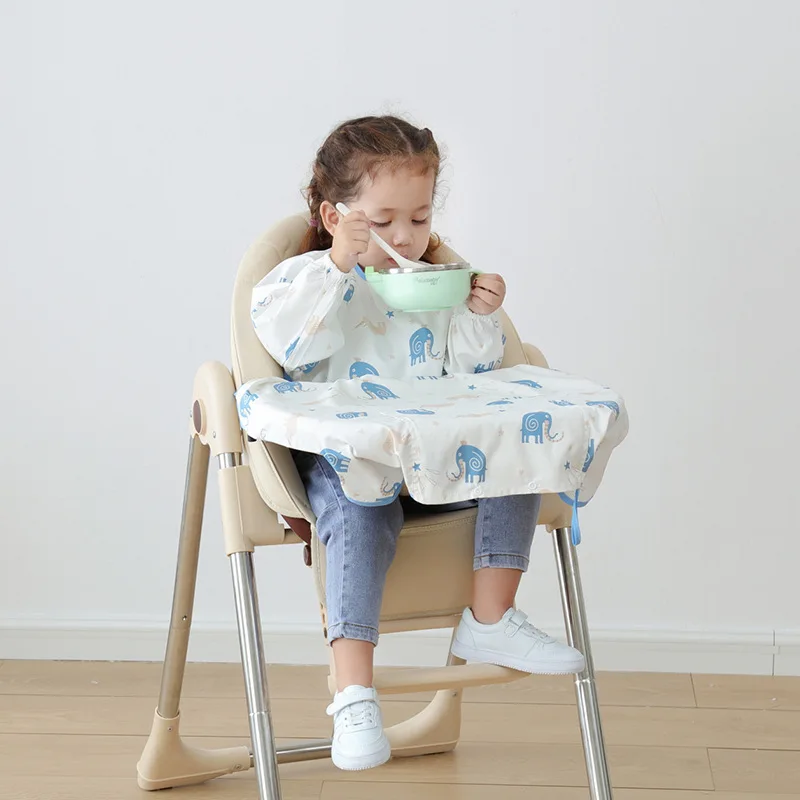 Tablier de chaise de salle à manger pour bébé, bavoir à manches longues, combinaison anti-salissure, imperméable, artefact de manger, alimentation des nourrissons et des jeunes enfants