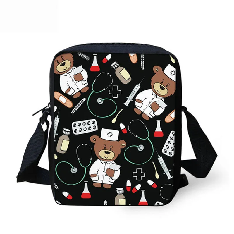 Cartoon Bear Nurse Print Crossbody Bags Kids Messenger Bag Women Casual Flap Small Shoulder Bags 2025 Child Cross Body Bag