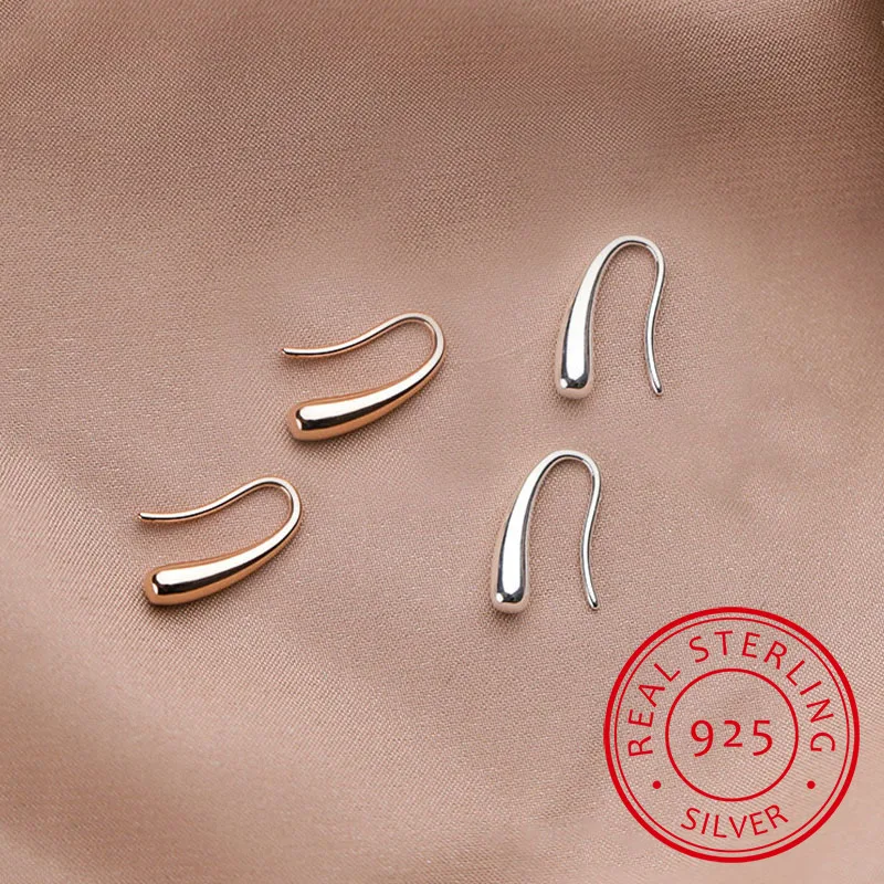 

Personality Water Drop Silver Rose Gold Earrings 925 Sterling Silver Small Cute Earring For Women Girl Gifts S-E1160