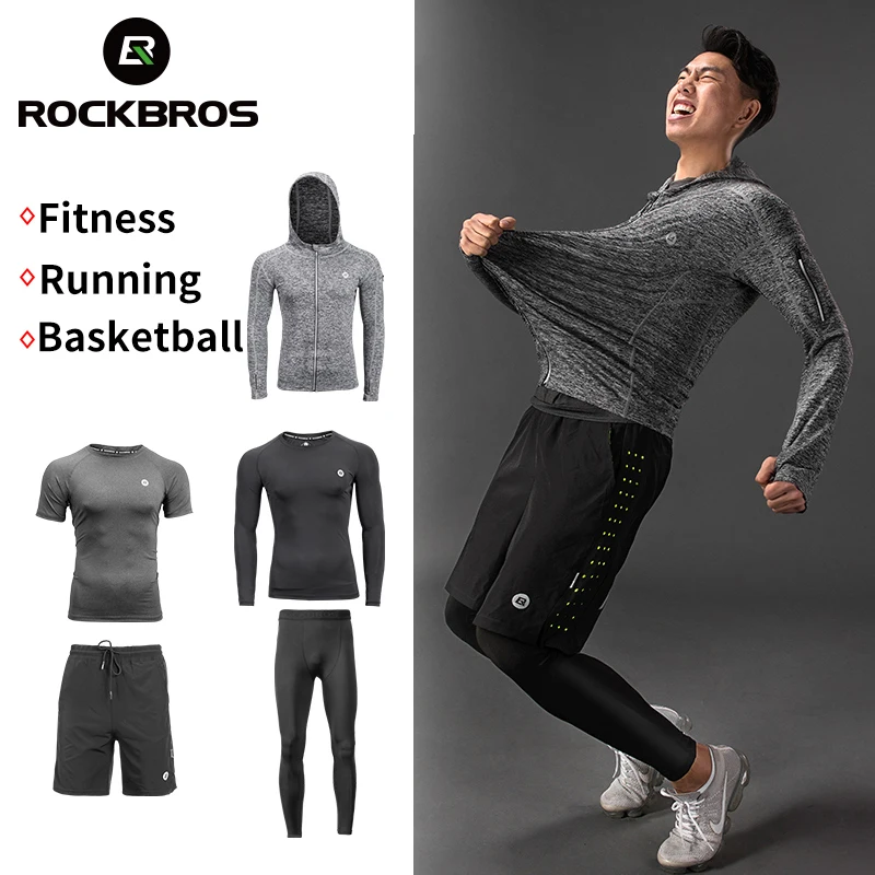 

ROCKBROS Men's Sport Suits Running Sets Quick Dry Sweat-absorbent Sports Joggers Training Gym Fitness Tracksuits Running Sets