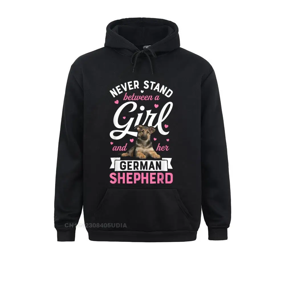 Hoodies Hoods Never Stand Between A Girl And Her German Shepherd Hoodie Hoodie Fall Men's Sweatshirts Printed Popular