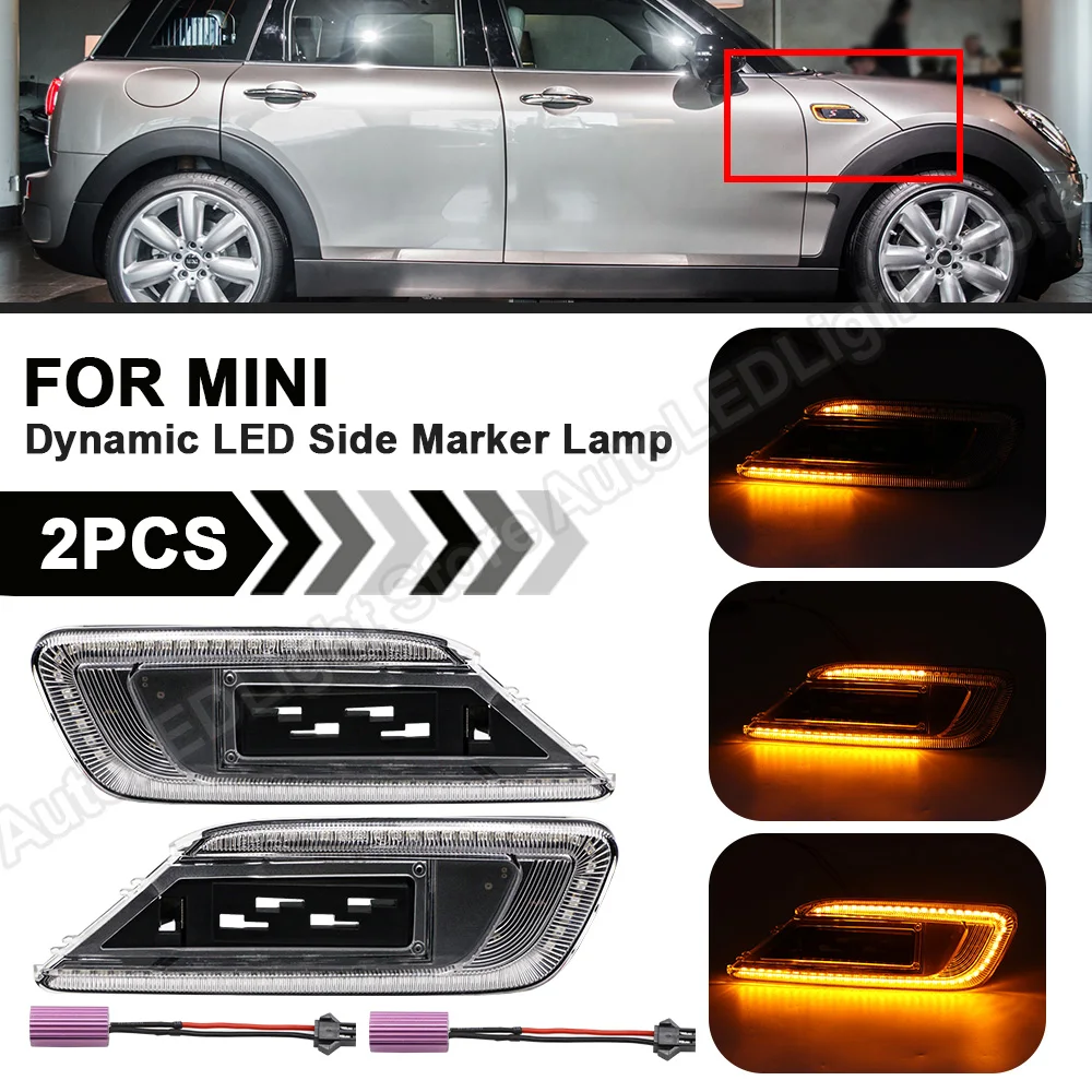 For Mini Cooper F54 Clubman 2015-up 2PCS LED Dynamic Side Marker Blinker Lights Sequential LED Indicator Turn Signal Lamps