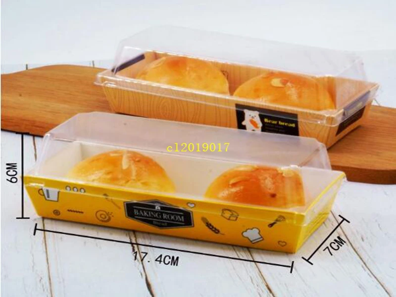 

Rectangular Bread Cake Sandwich Snack Wrapping Boxes with Clear Plastic Lids Disposable Cardboard Packing Box for Party..