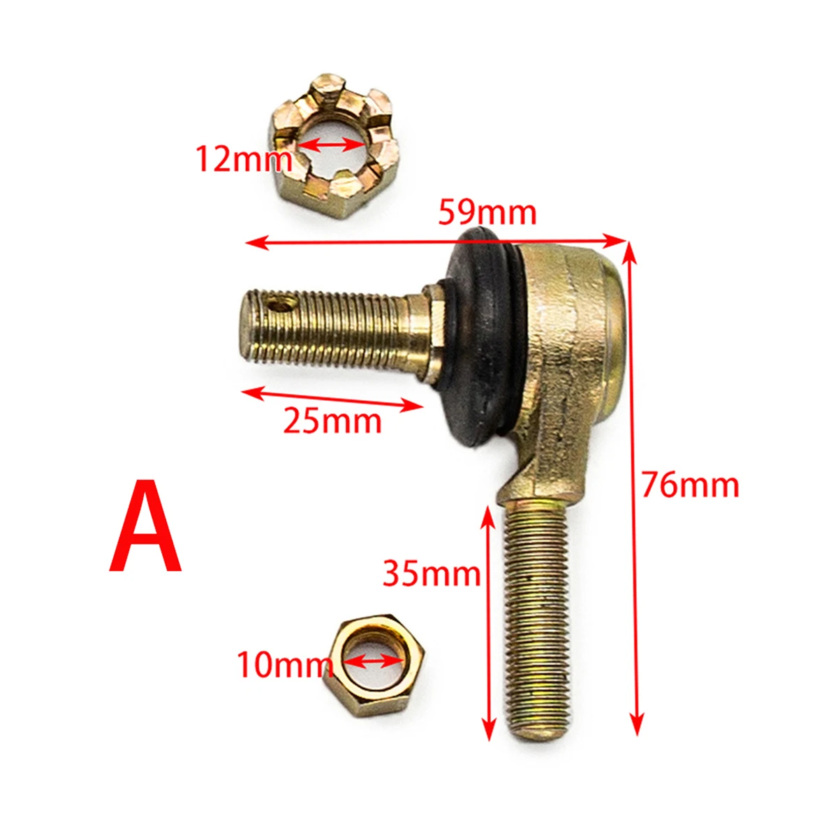 45MM-350MM M10 12 Steering Shaft Tie Rod With Tie Rod Ball Joint  for 4 Wheel Kart Modification ATV Quad 50cc-250cc M10