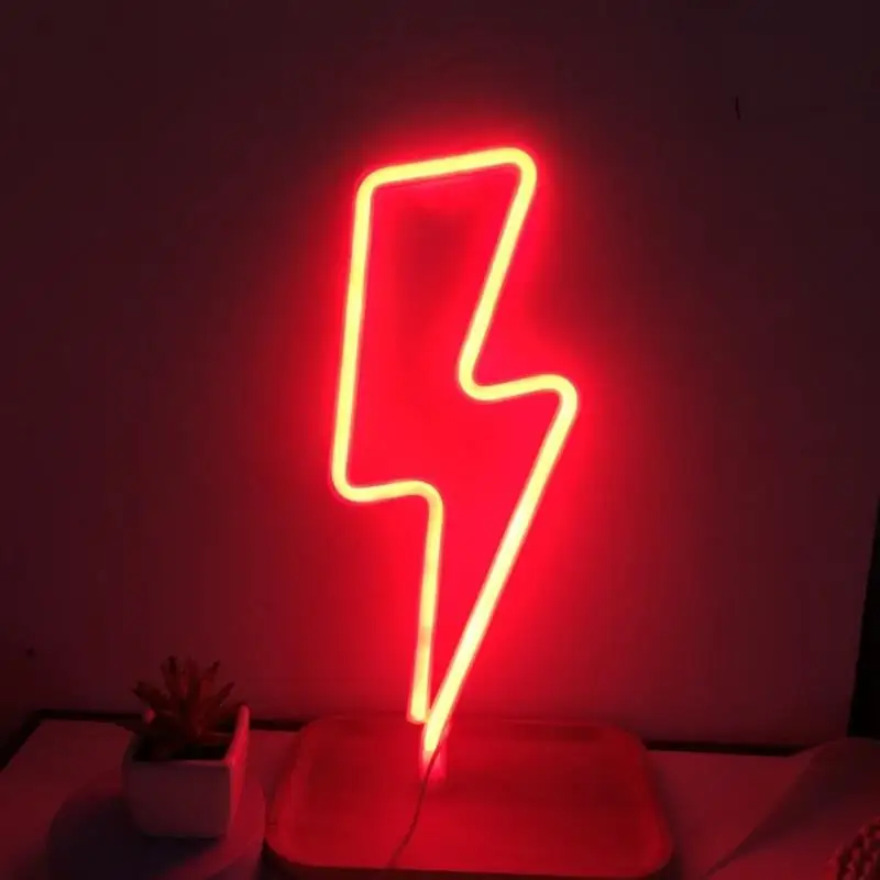 LED Neon Ký Lightning Tường Hình Đèn Ngủ USB Hoạt Động Nhà Phòng Ngủ Đảng Cưới Trang Trí Đèn Bàn