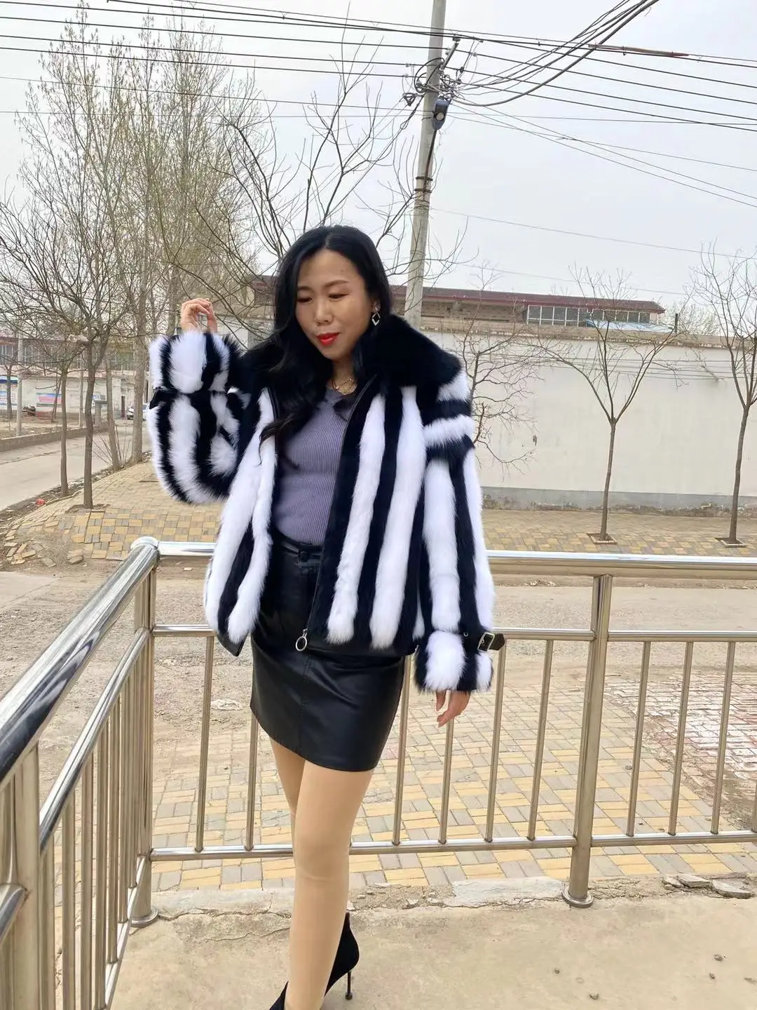 Natural fox leather jacket Fox fur and real sheepskin perfect combination for 2023 Winter luxury fashion for women new wholesale