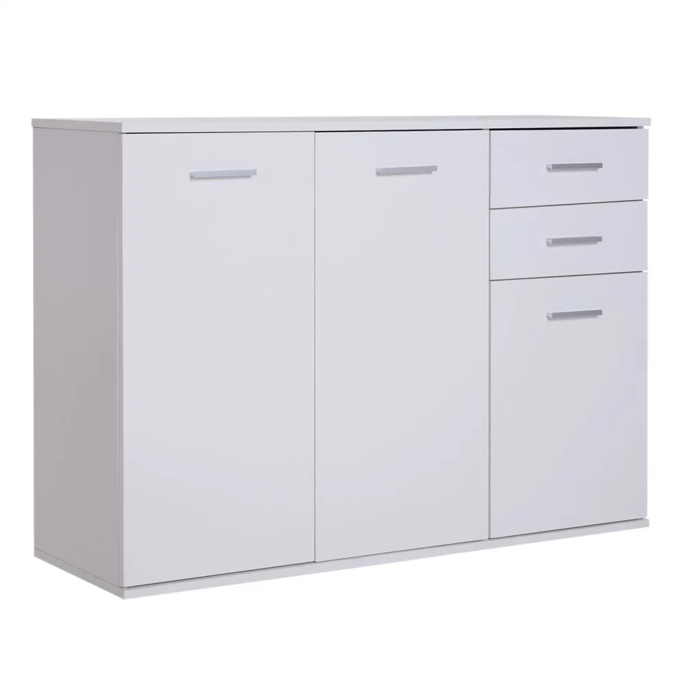 HOMCOM Aparador Armario de Cocina con 2 Puertas 106x35x76cm Blanco Brillante