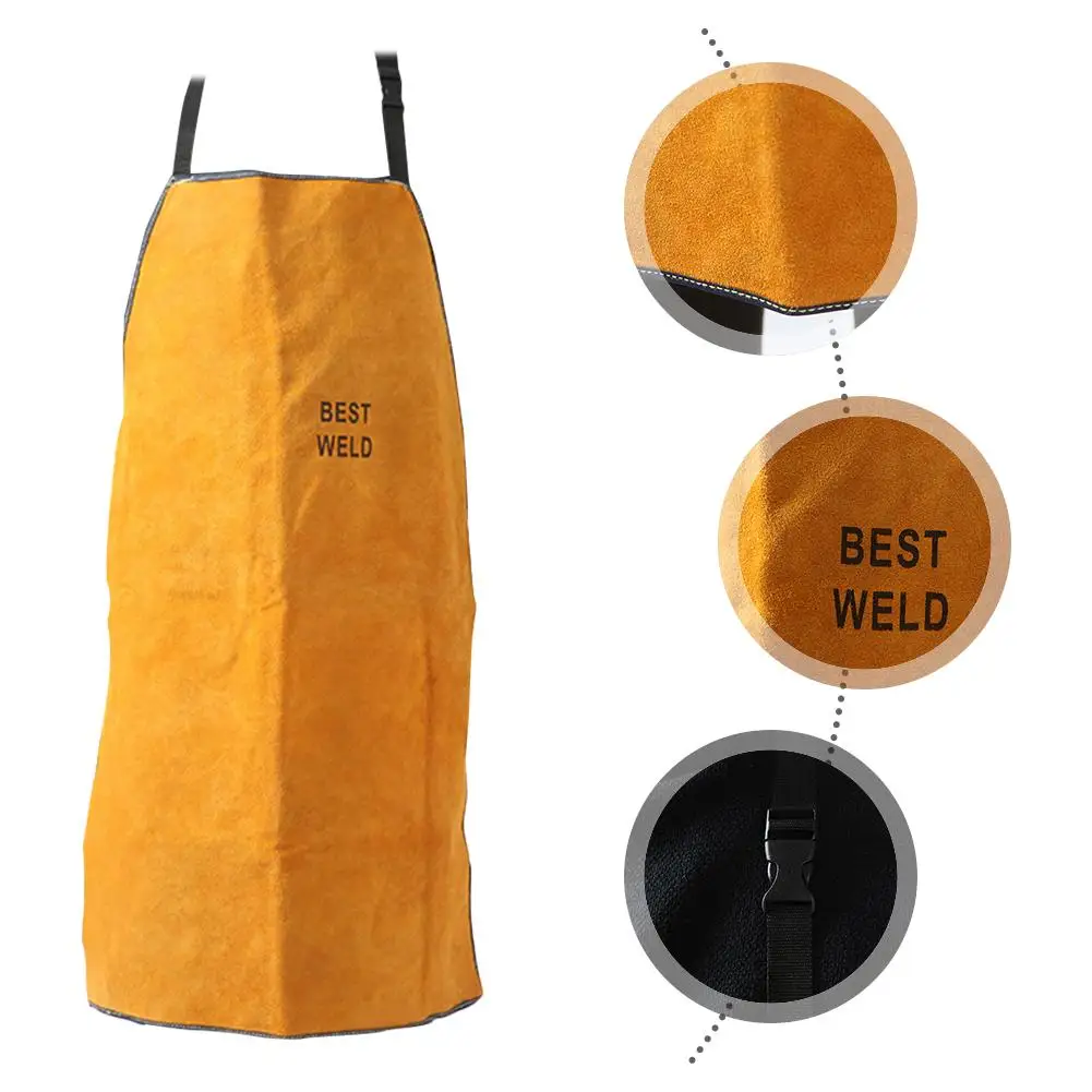 Leather Welder Apron Heavy Duty Flame Retardant Welding Work Apron Unisex Adjustable Work Shop Protective Clothing