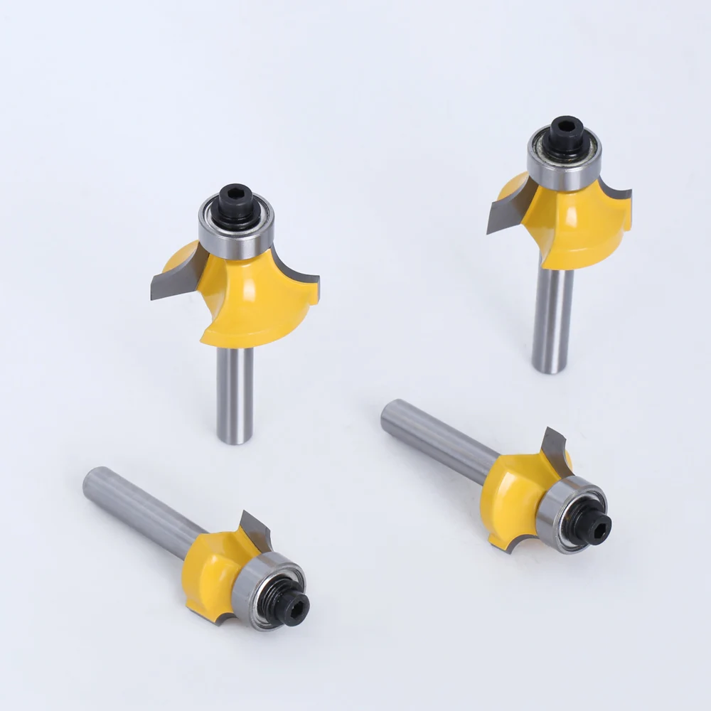 LAVIE 4 pcs set 6mm or 1/4" Shank Small Corner Round Router Bit For Wood Edging Woodworking Mill Classical Cutter Bit For Wood