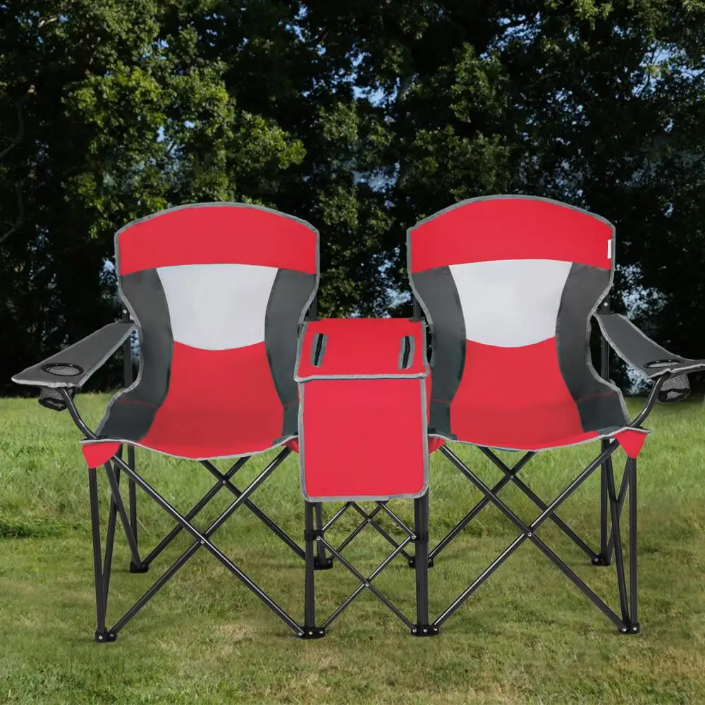 Portable Folding Camping Canopy Chairs w/ Cup Holder Cooler Outdoor