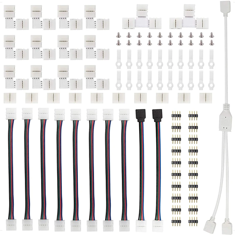 Connector Terminal Splice RGB LED Strip Light Bar Adapter Accessories Kit 10mm 4 Pin for 5050 Jumper Wire Connector