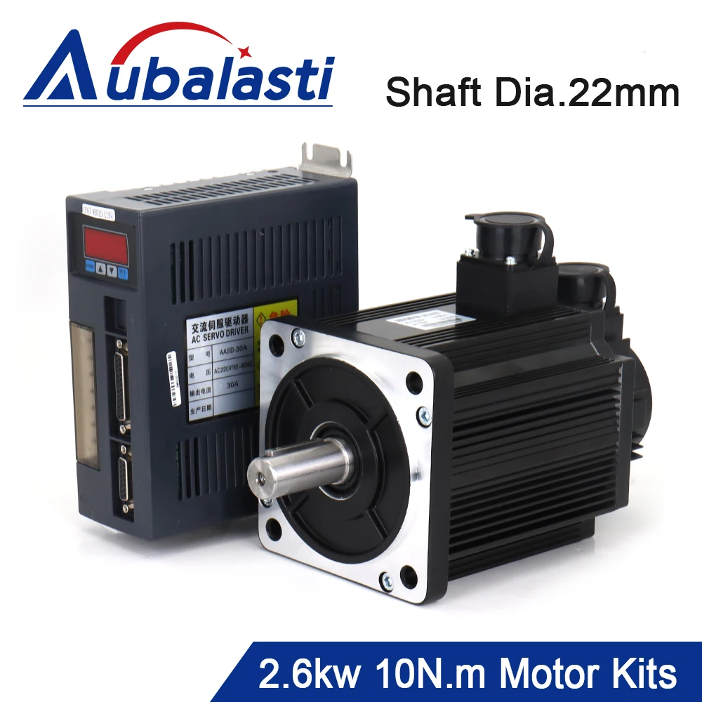 Aubalasti 2.6KW AC Servo Motor Kits 130ST-M10025 10N.m 220V 2500RPM Permanent Magnet Match Driver AASD-30A for CNC Engraving