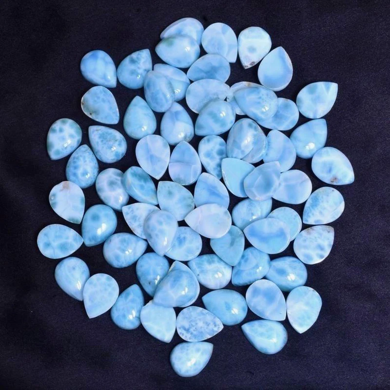 Pierres précieuses en vrac, 0.85 Ct, 3x5mm, en Larimar dominais, Cabochon, poire