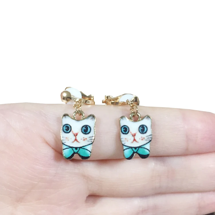 Clip On Earrings Kids Cute Cartoon Animal Cat Ear No Piercing Ear Rings For Children Gift Jewelry Korean Ear Clip For Girls