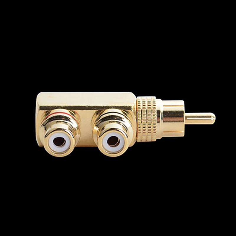 Plated AV Audio Splitter Plug RCA Adapter 1 Male To 2 Female F Connector