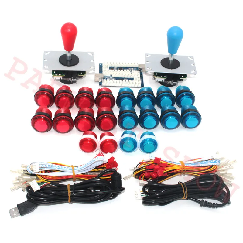 

2 Player Arcade DIY Arcade Kit with PS3/PC/ XBOX360 control board + Arcade Joystick +28mm illuminted arcade buttons+Wire harness