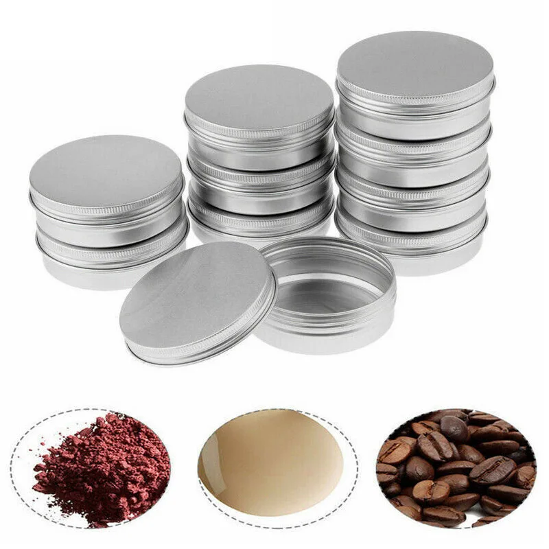 

10/30Pcs Empty Silver Aluminum Tins Can Metal Containers Screw Top Round Candle Spice Cream Craft Storage Jar Container Box 30ml