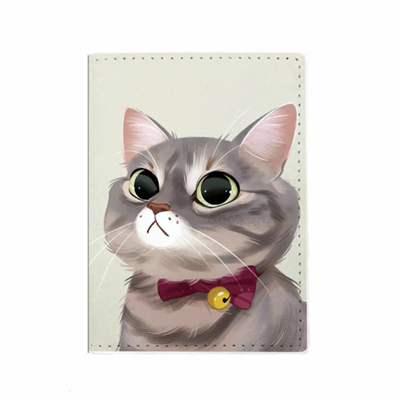 3D Cat Passaporte Cobre Titular para Homens e Mulheres, PU De Couro, ID Bank Card, Armazenamento Carteira, Bolsa Case, Acessórios de Viagem, Negócios, Kawaii