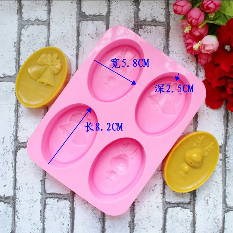 2/4 Cavity Handmade Silicone Molds For Soap 3d Christmas Deer Bell Soap Molds DIY Soap Making Candle Craft Form