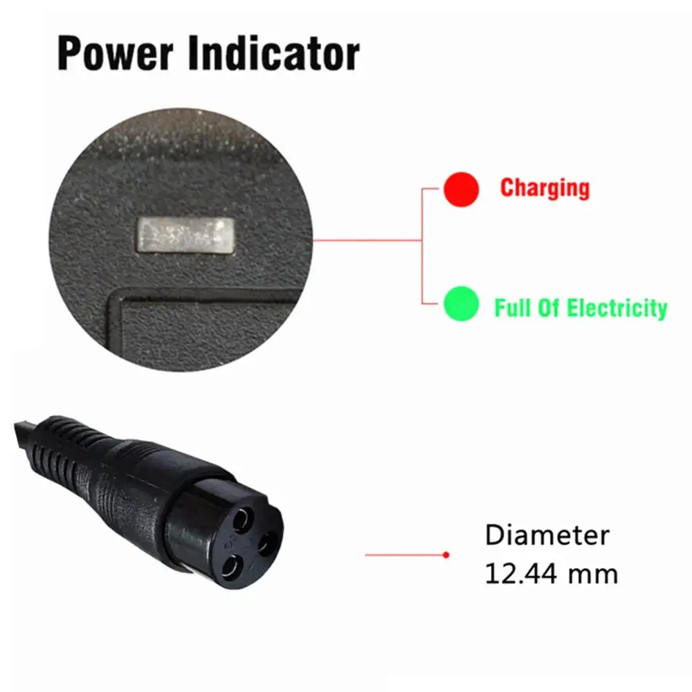 54.6V 2A Lithium Battery Charger for 48V Lithium Battery Pack 3 Pin GX16 Connector