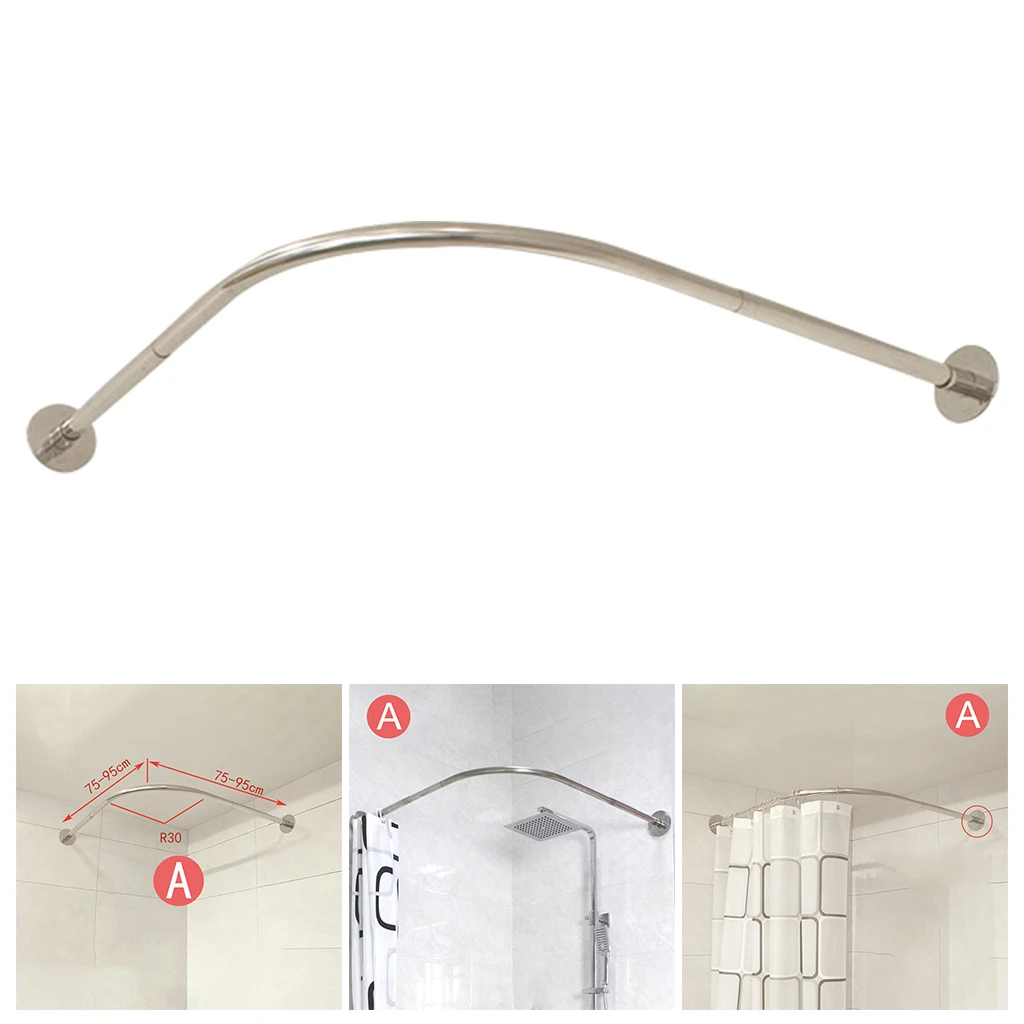 L-Shapaed Bathroom Bathtub Corner Shower Curtain Rod Large Space Stretchable Corner Shower Curtain Rod