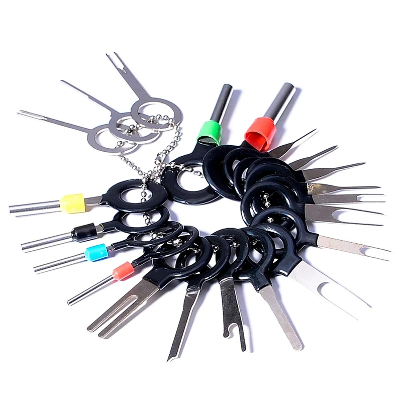 21Pcs Terminals Removal Key Tools Set For Car, Auto Electrical Wiring Crimp Connector Pin Extractor Puller Repair Remover Key To