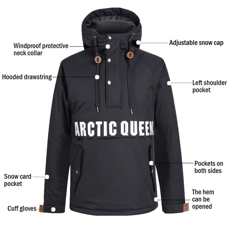 Ski Hoodie Setelan Pria Wanita Setelan Ski Musim Dingin Hangat Luar Ruangan Tahan Angin Jaket Ski Tahan Air Celana Ski Set Snowboarding Perempuan Laki-laki