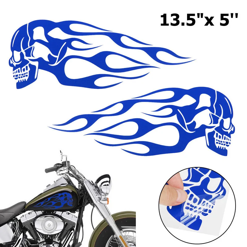 Flame Decals 25*10CM, Motorcycle Fuel Tank Flame Sticker,Car Modification Skull Sticker Fits For All Car Motorcycle Decor