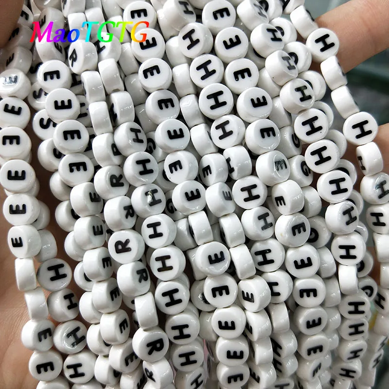 Capital Letters Ceramic Beads For Jewelry Making Necklace Bracelet 4x8mm Handmade Porcelain Ceramic Letter Jewelry Accessories