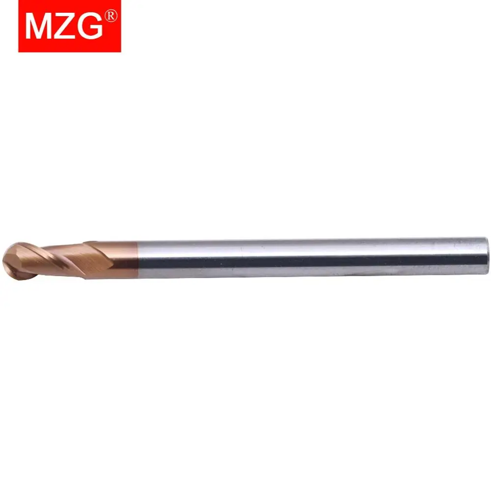 MZG 2 flauto allungare il naso a sfera fresa taglio HRC60 4mm 5mm fresatura lavorazione fresa a spirale in acciaio al tungsteno