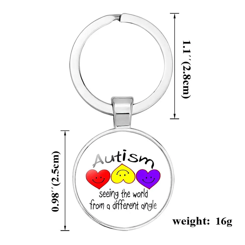 AUTISM Awareness Children Keychain For Boy Girls Glass Pendant Keyring Mom Key chain Accessories Gift