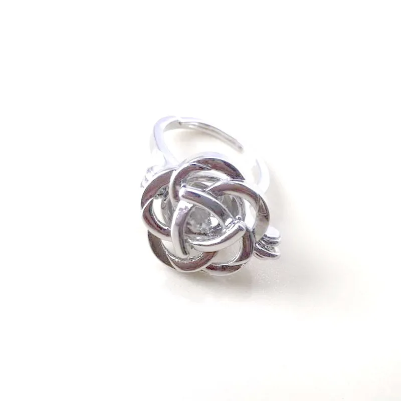 Lovely Cute Rose Flower Ring Can DIY Open & Put In Pearl Crystal Gem Stone Bead Cage Ring Mounting
