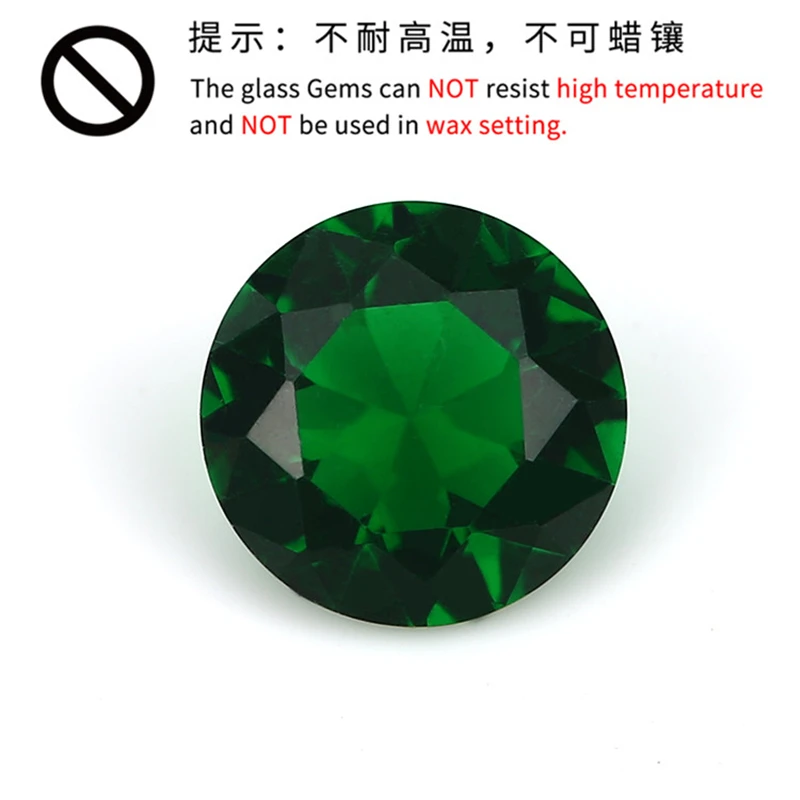 Size 1~10mm  Green Color Round Shape Machine Cut Loose Glass Stone Synthetic Gems For Jewlry