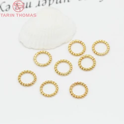 (120)20PCS 6MM 8MM 24K Gold Color Brass Twisted Closed Rings Connector Charms High Quality DIY Jewelry