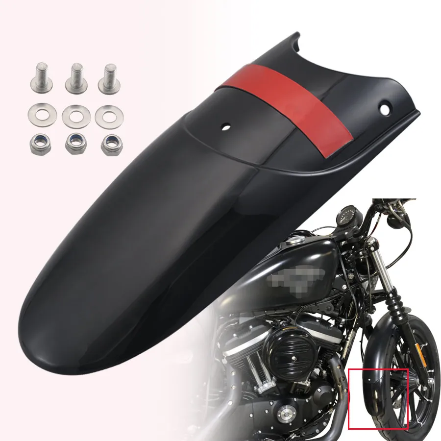 

Motorcycle Front Fender Extender Gloss Black ABS Plastic Mudguard Extension For Harley Sportster XL883 XL1200 Dyna Street Bob