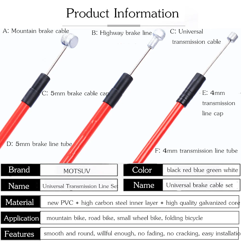 MOTSUV-Cable de freno para bicicleta de montaña, juego de tubo de cambio de marchas de freno delantero y trasero, Kits de accesorios interiores y exteriores