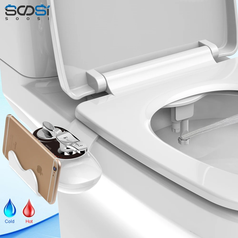 Non Electric Ultra Thin Toilet Seat Bidet Sprayer Bottom Cleaning Sprinkler Nozzle Hot Cold Water Gun Muslim Shower Wash Ass