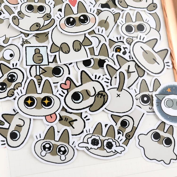 44pcs Cute Hand Account Cartoon Cat Stickers Hand Account Net Red Diy Album Ins Decoration Material