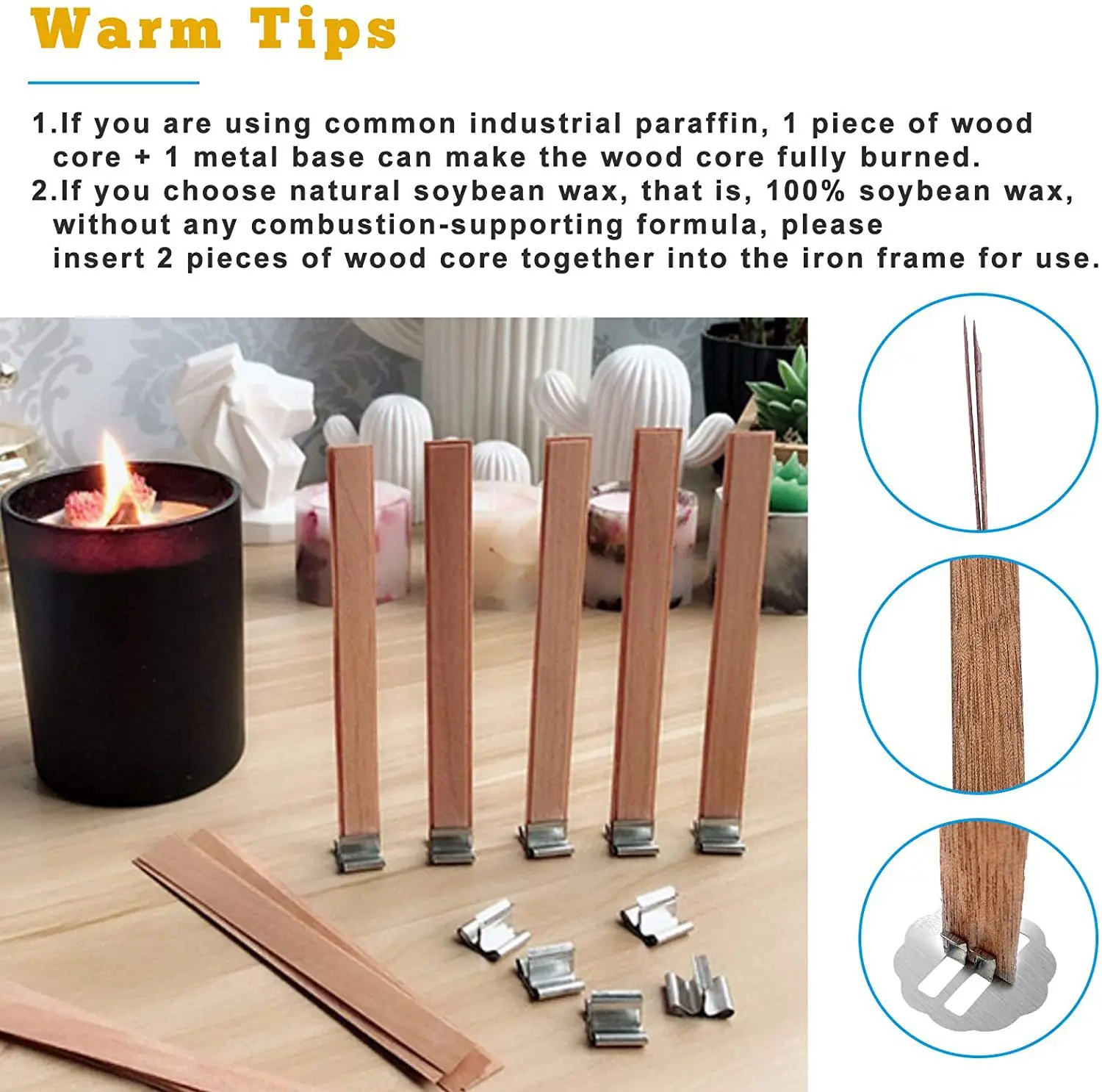 10PCS Diy Wood Wax Wick, Wood Candle Wick, wood candle chip, Wood Wax Wick, candle wick, Cup Wax Wood Wick