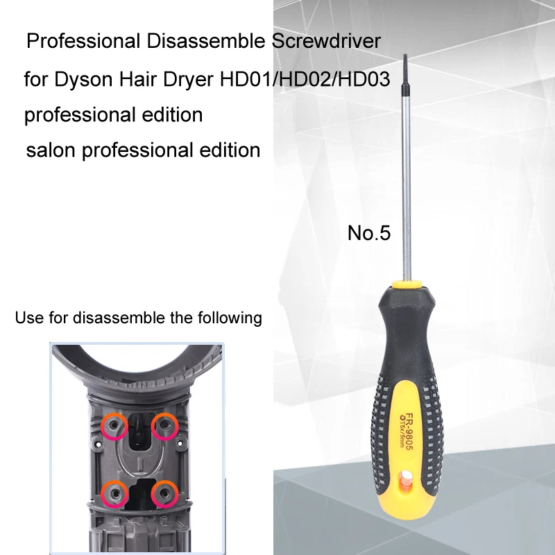Set di strumenti speciali per cacciavite raccomandato per asciugacapelli Dyson HD01 HD02 HD03 Salon edizione professionale per riparare parti (3 pezzi)