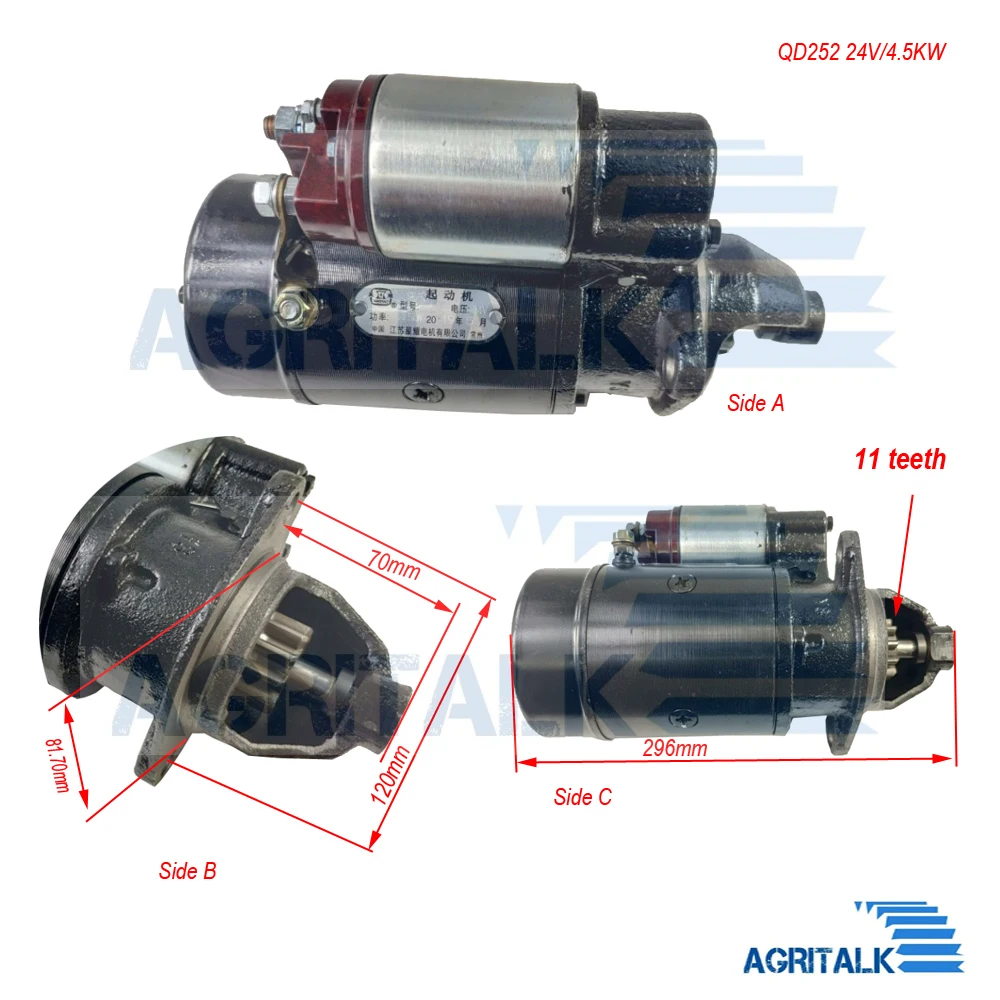 Imagem -03 - Motor de Arranque 24v Qd252 para o Carregador Como Zl12f com Changchai 4l68 Qd252h para o Carregador Zl08f Envie-nos Sua Placa de Identificação Antiga